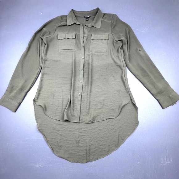 A.n.a Utility Tunic Shirt Women's Small Olive Green Button Front Long Sleeve - Picture 1 of 12
